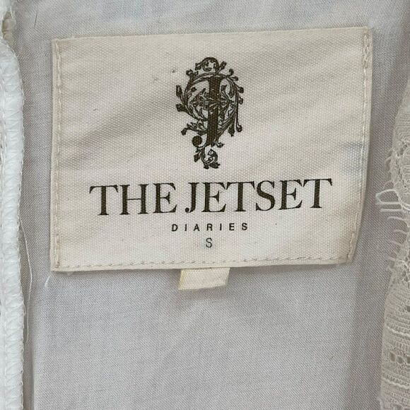 The Jetset Diaries Pisa Lace Bodycon Mini Dress Ivory Scallop Hem Women Small - Picture 7 of 12